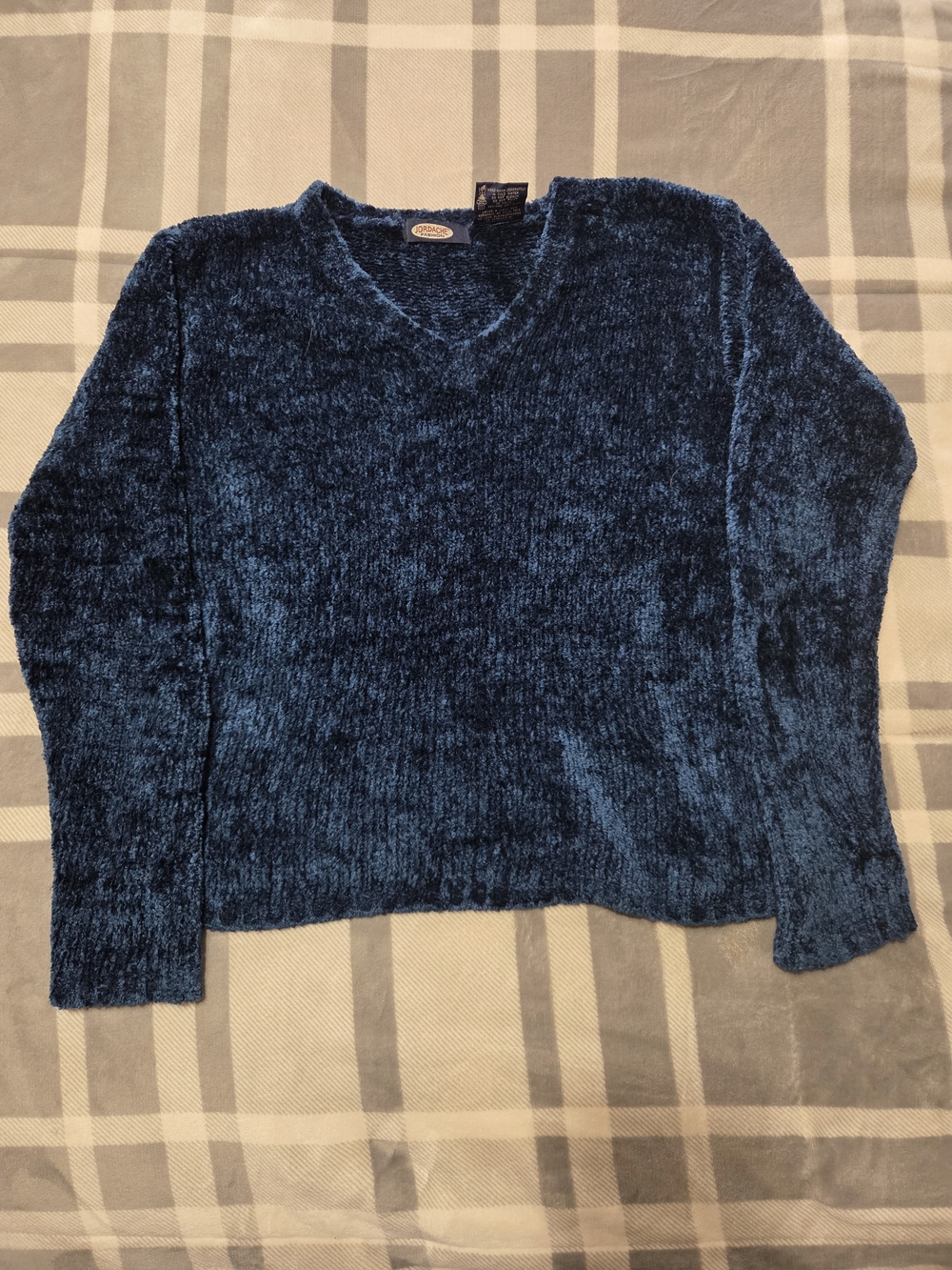 Jordache Plush V-Neck Sweater - Deep Blue